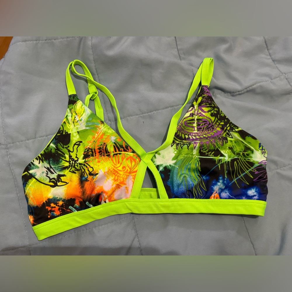 Zumba Green Vibrant Multicolor Bra